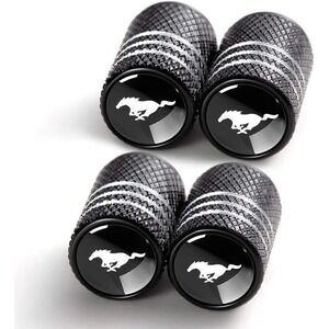 Mustang Tire Valve Stem Caps - Air Tight Seal - Easy Install‎ - 4 Pack